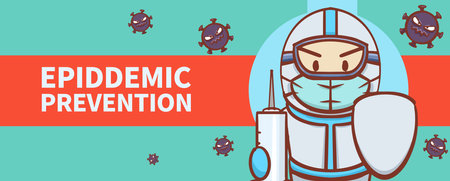 Hand drawn cartoon epidemic prevention and control posterのイラスト素材