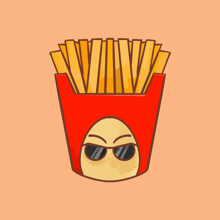 Hand drawn cartoon french fries illustration designのイラスト素材