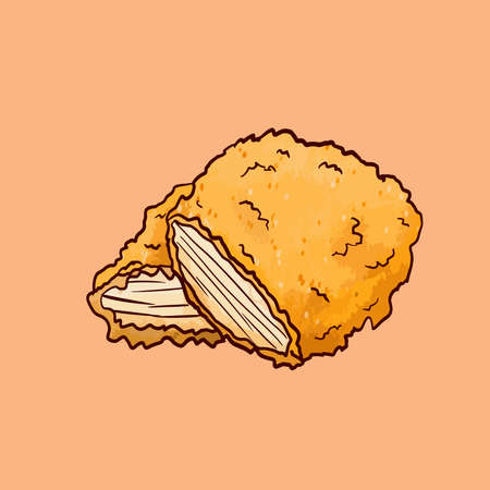 Hand drawn cartoon fried chicken chop illustration designのイラスト素材