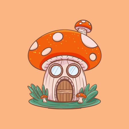 Hand drawn cartoon fairy tale mushroom house illustration material design