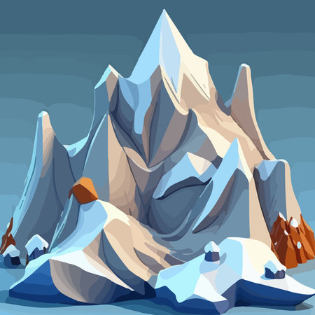Mountain landscape with snow and ice. Vector illustration of a mountain landscape.の素材