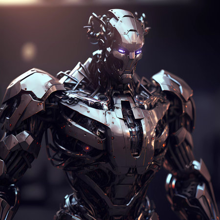 Cyborg cyber man. Science fiction concept. 3D Renderingの素材