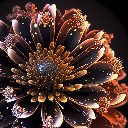 Macro closeup of fractal flower, digital artwork for creative graphic designの素材