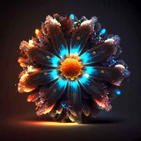 Abstract flower on a dark background. 3d rendering, 3d illustration.の素材