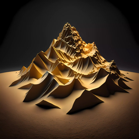 3D render of a mountain in the desert. 3D illustration.の素材