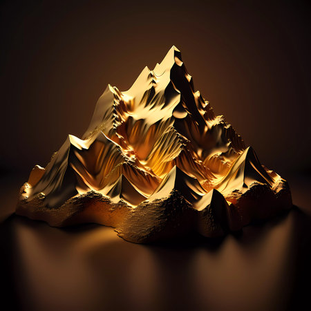 3d illustration of golden abstract background, computer generated, fractalの素材