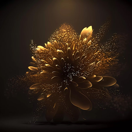Abstract flower on a black background. 3d rendering, 3d illustration.の素材