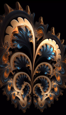 Abstract fractal. Fractal art background for creative design. Decoration for wallpaper, desktop, poster, cover booklet. Print for clothes, t-shirt. Creative illustration for designの素材