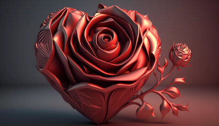 Valentine's Day background. Red rose. 3D renderingの素材
