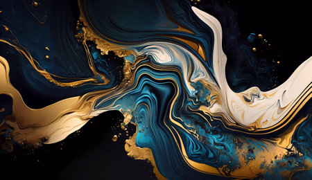 Marble abstract acrylic background. Marbling artwork texture. Agate ripple pattern. Gold powder.の素材