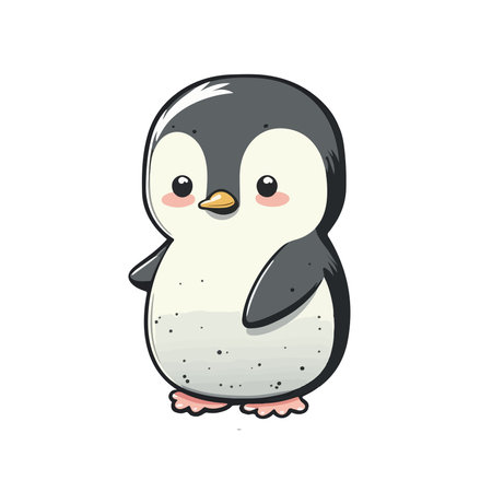 Cute penguin isolated on white background. Vector cartoon illustration.のイラスト素材