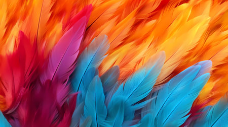 Colorful feathers background. Close-up image of colorful feathers.の素材