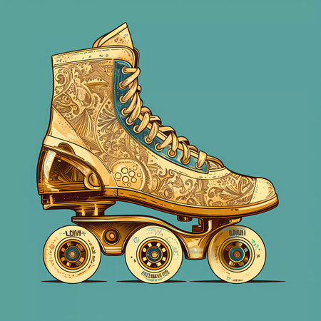 Retro roller skates. Vintage style. Vector illustration. EPS 10の素材