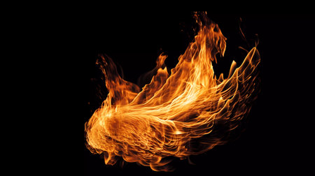 Fire flames isolated on black background, movement of fire flames isolated on black backgroundの素材