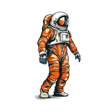Astronaut in space suit. Vector illustration on white background.のイラスト素材