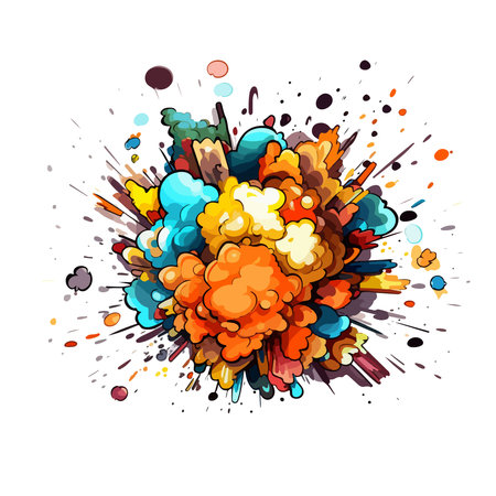 Colorful explosion with splashes and blots. Vector illustration.のイラスト素材