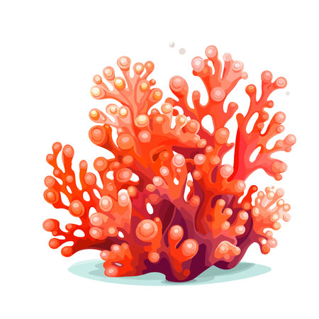 Red coral reef isolated on white background. Cartoon vector illustration. Colorful coral reef.のイラスト素材
