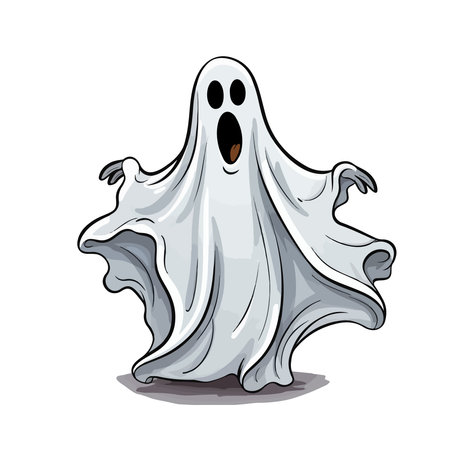Scary ghost isolated on white background. Vector illustration. Eps 10.のイラスト素材