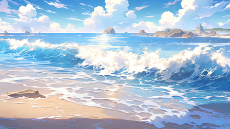 Boat on the beach, 3d rendering. Computer digital drawing.の素材