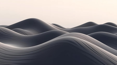 Abstract 3d rendering of wavy surface. Futuristic background with dynamic waves.の素材