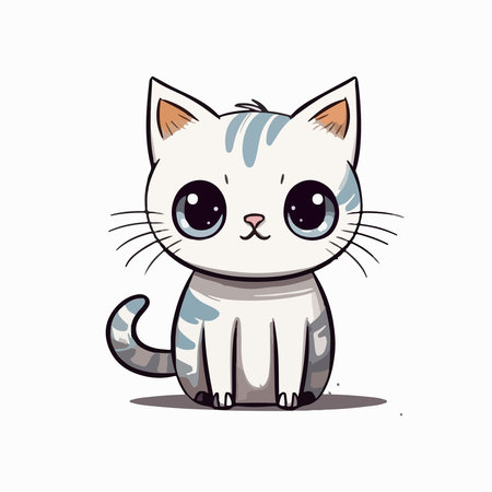 Cute cartoon cat. Vector illustration. Isolated on white background.のイラスト素材