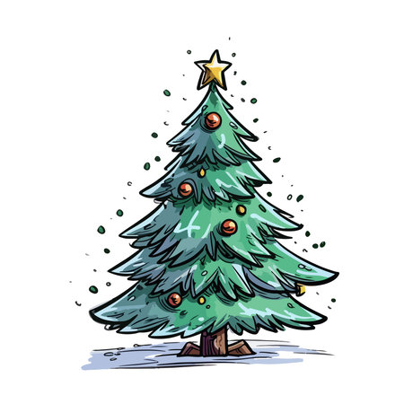 Christmas tree. Vector illustration. Isolated on a white background.のイラスト素材