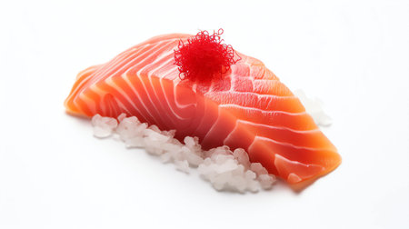 Japanese food Salmon sashimi on a white background, isolated.の素材
