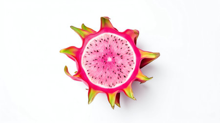 Dragon fruit isolated on white background. Top view, flat lay.の素材