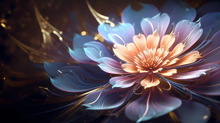 Macro closeup of fractal flower, digital artwork for creative graphic designの素材