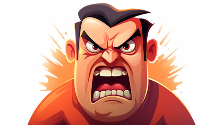 Angry cartoon man. Vector illustration isolated on a white background.の素材