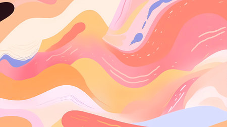 Abstract background with wavy lines in pastel colors. Vector illustration.の素材