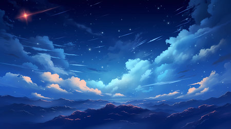 Night sky background with clouds and stars. Vector illustration. Eps 10の素材