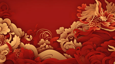 abstract red background with floral ornament and place for your text.の素材