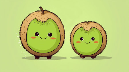 Cute kiwi fruit cartoon character. Vector illustration of kiwi fruitの素材