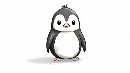 cartoon penguin isolated on white background - illustration for children.の素材
