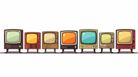 Retro TV set isolated on a white background. Vector illustration.の素材