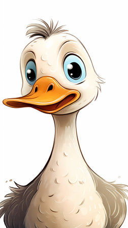 Illustration of a cute duck on a white backgroundの素材