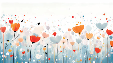 Abstract floral background with flowers and hearts. Vector illustration for your designの素材