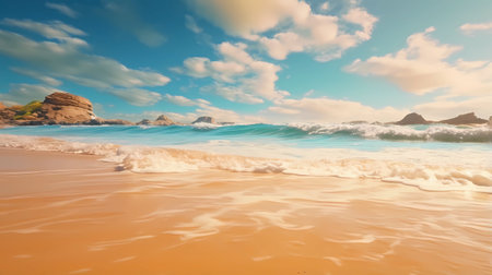 Beautiful seascape. Composition of nature. 3d renderingの素材