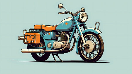 Vintage motorcycle. Retro motorbike. Vector illustration. EPS 10の素材