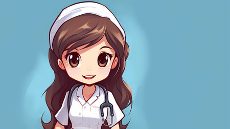 cute nurse girl cartoon character in vector format very easy to editの素材