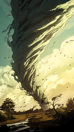 Dangerous tornado in the forest, vector illustration, eps10の素材
