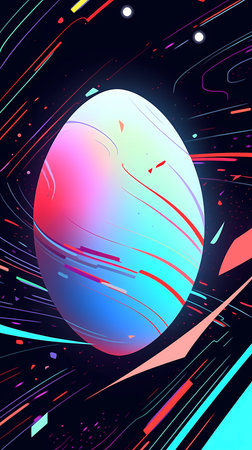 Easter egg in space. Colorful background. Vector illustration.の素材
