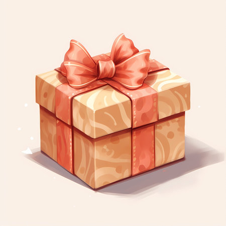 Gift box with red bow on white background. Vector illustration.の素材