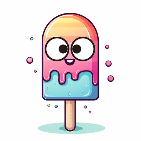 Cute kawaii ice lolly on white background. Vector illustration.の素材