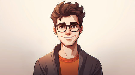 Portrait of a handsome young man in glasses. Vector illustration.の素材