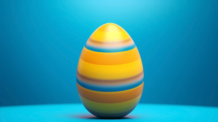 Easter egg on a blue background. 3d render illustration.の素材
