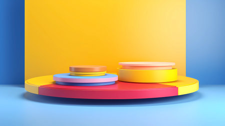 3d render, abstract minimal geometric background, podium for product displayの素材