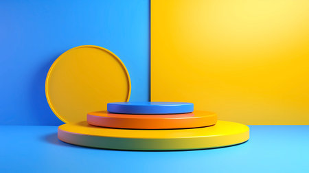 3d render, abstract minimal geometric background, podium for your design.の素材