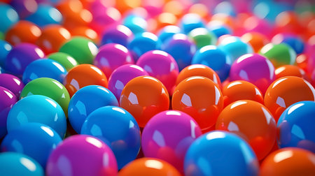 3d render of many colorful balls in a row, abstract backgroundの素材